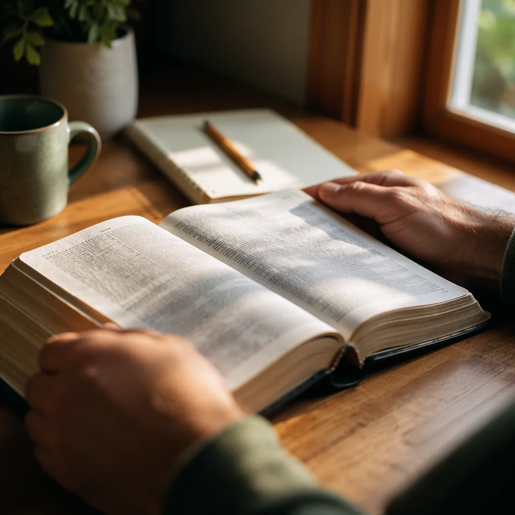 Open Study Book in Morning Light