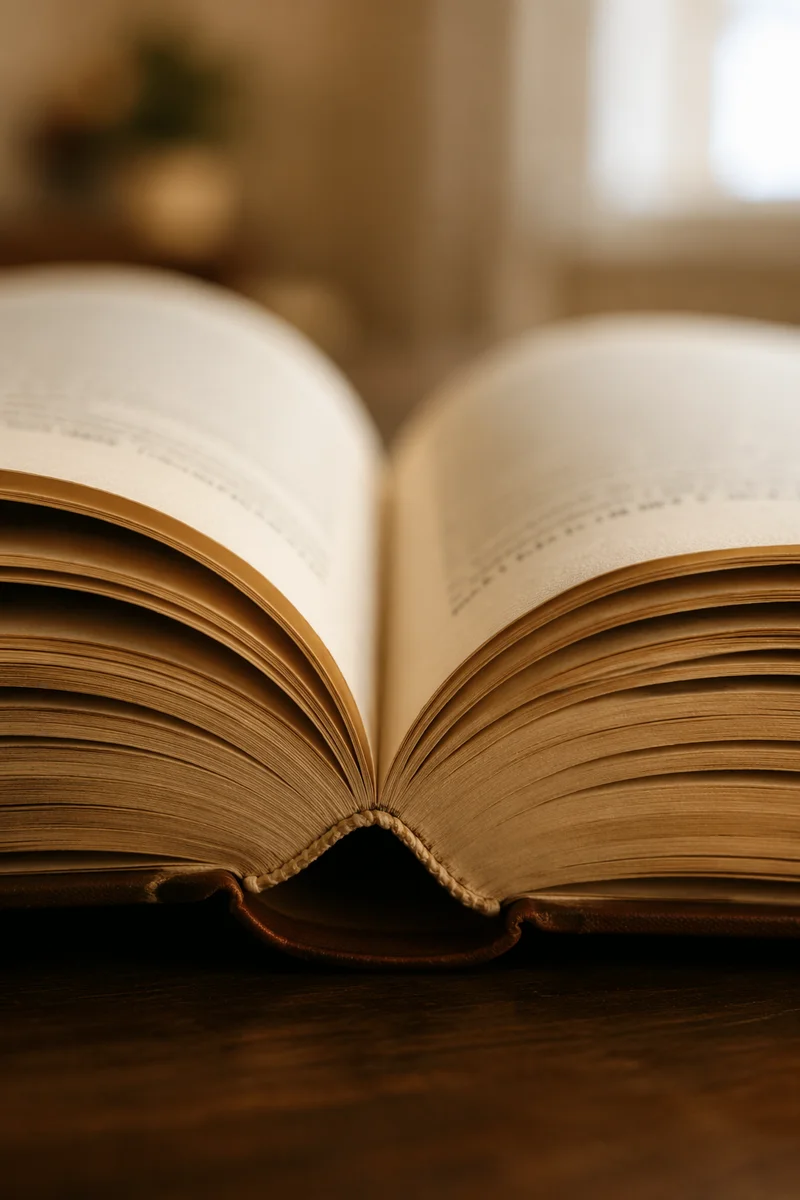 Open Book Pages in Warm Study Light