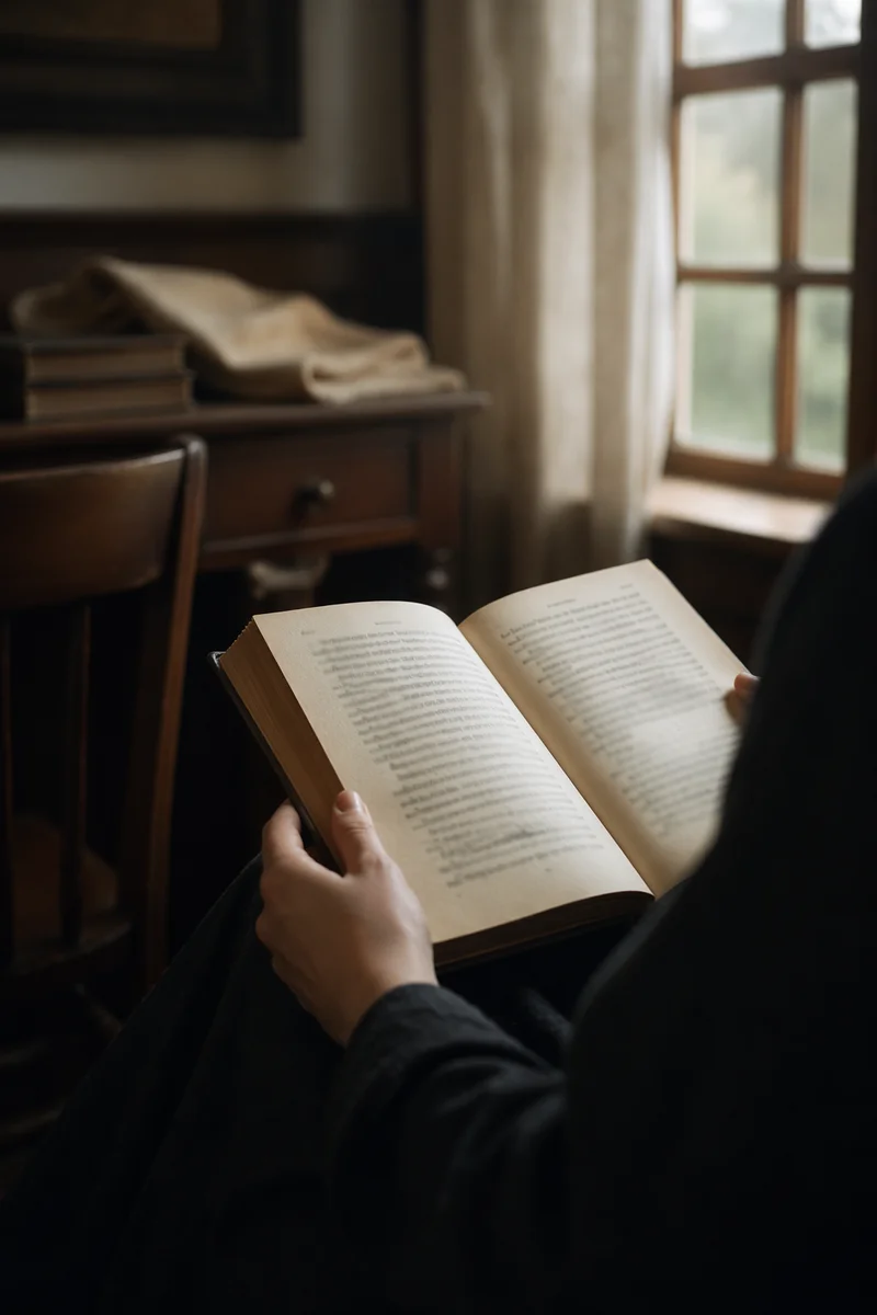 Open Book in Quiet Reading Room