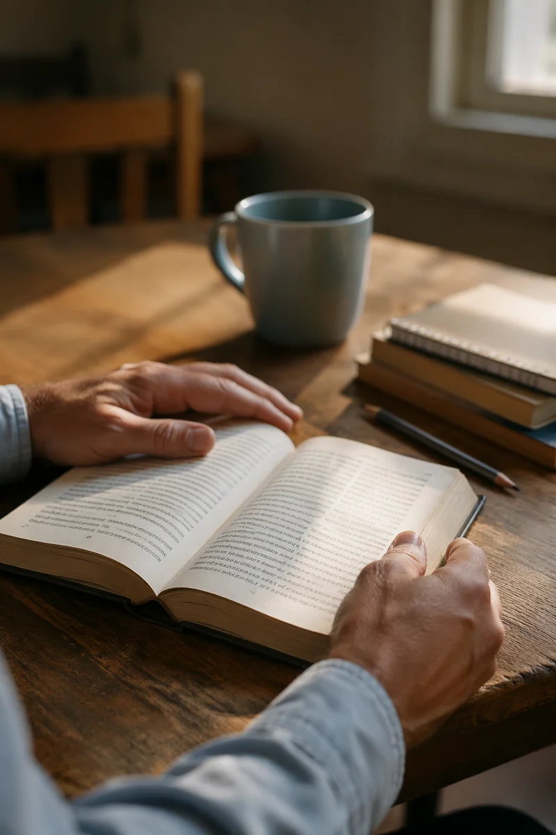 Open Study Book on Wooden Desk