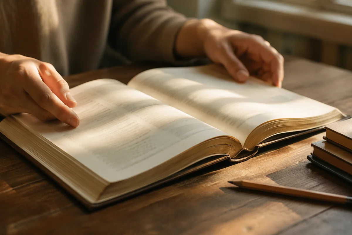 Open Study Book in Morning Light