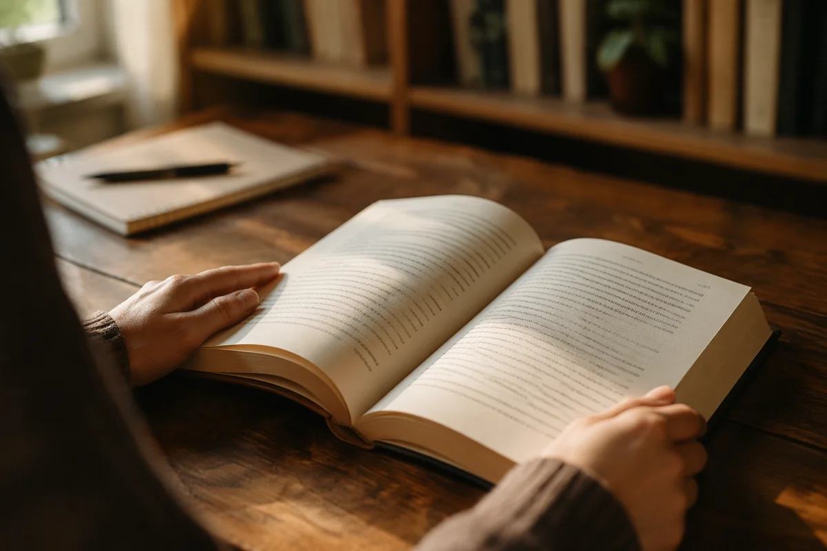 Open Study Book in Morning Light