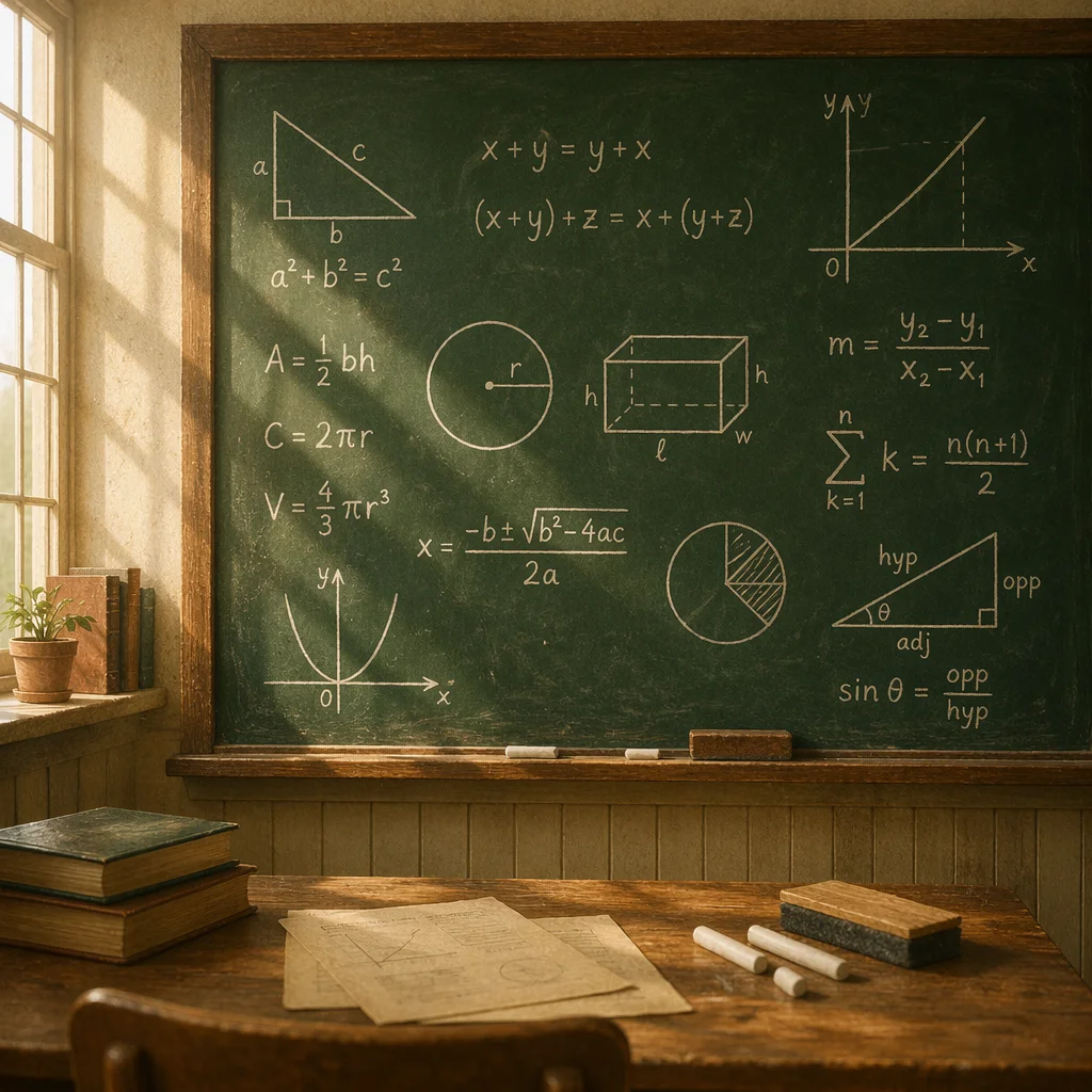 Vintage Chalkboard with Handwritten Math Equations