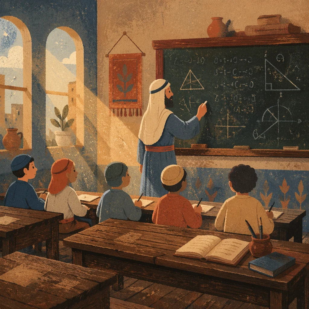 Classic Chalkboard Math Classroom Scene