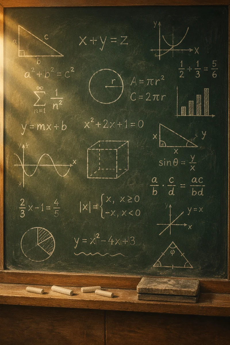 Classic Chalkboard with Handwritten Math Equations
