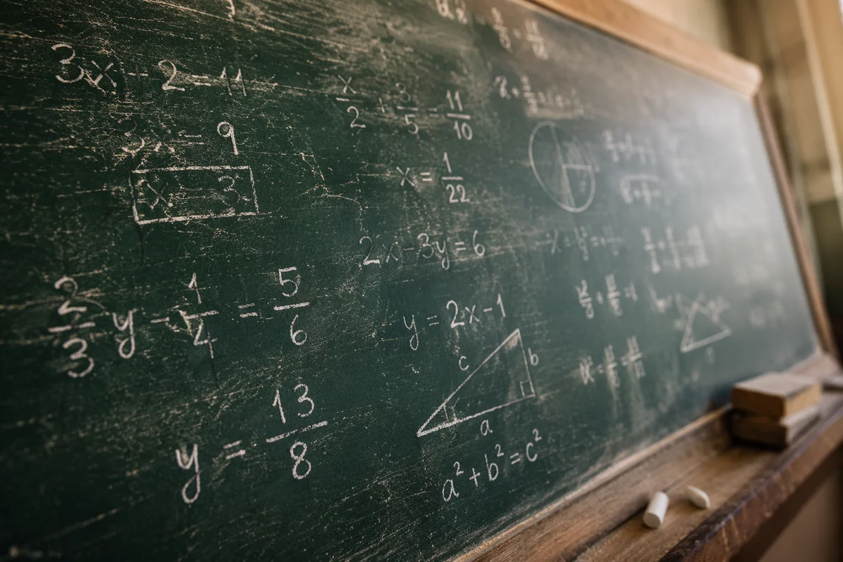 Vintage Chalkboard with Handwritten Math Equations