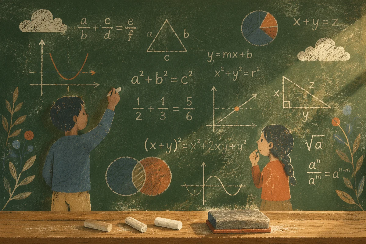 Classic Chalkboard with Handwritten Math Equations