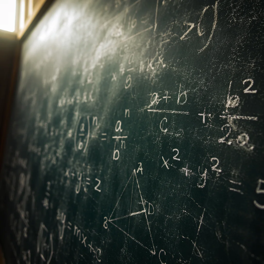 Vintage Chalkboard with Handwritten Math Equations