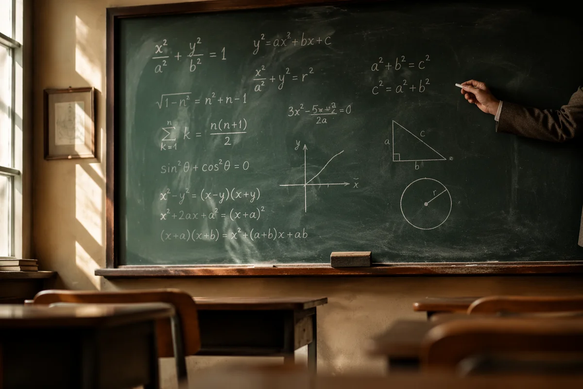 Classic Chalkboard Math Classroom Scene