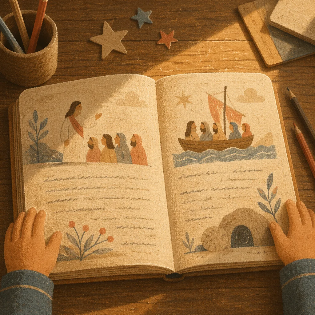 Child Reading Book With Wonder