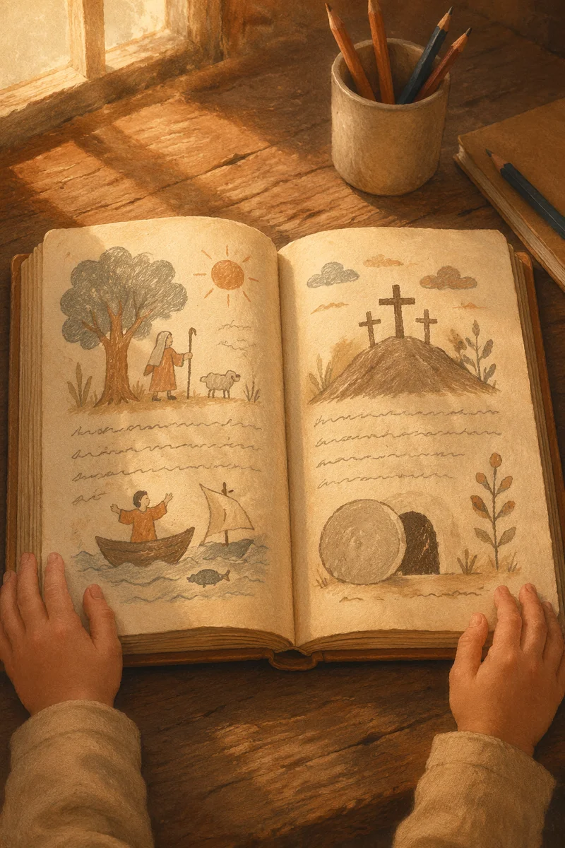Child Reading Storybook in Afternoon Wonder