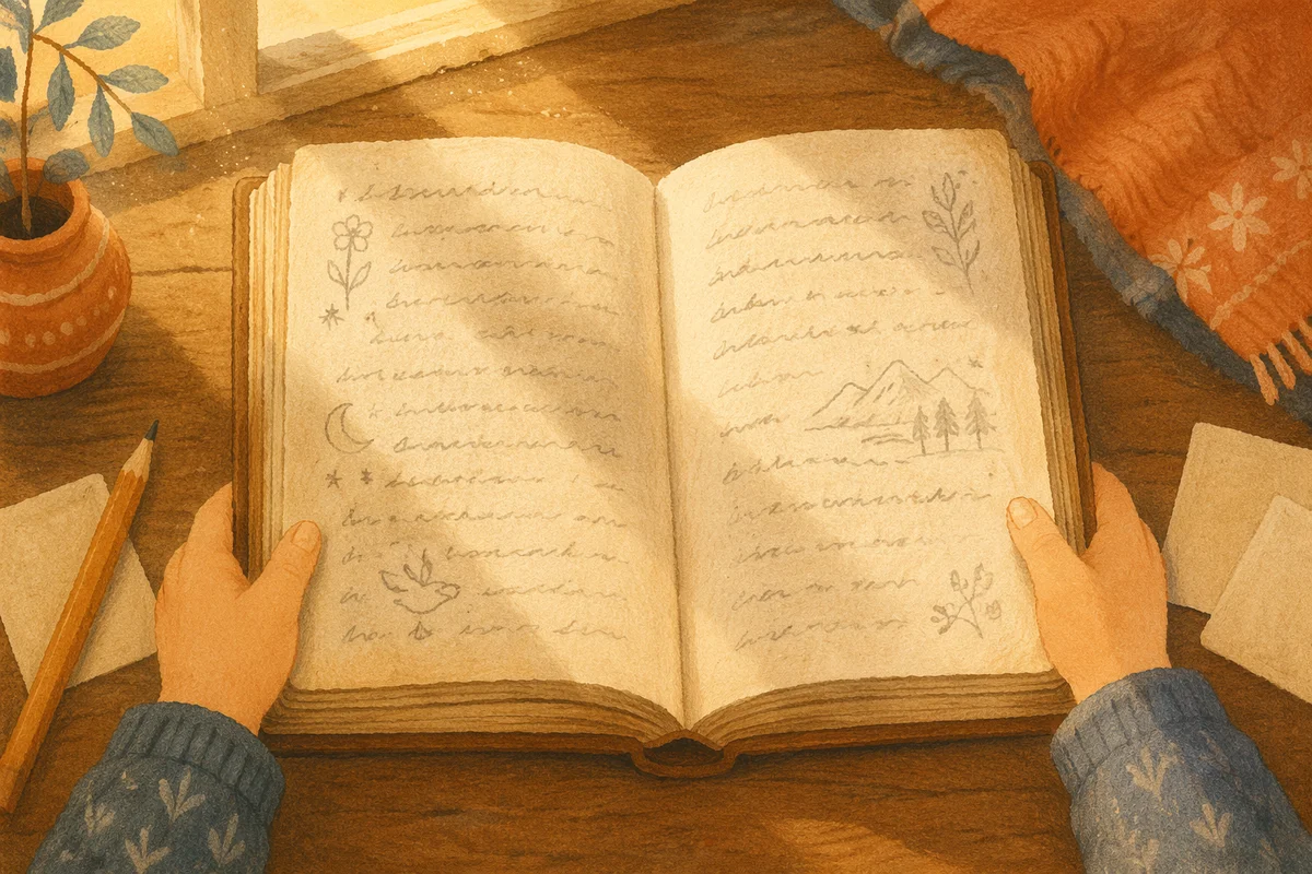 Child Reading Old Book in Warm Wonder