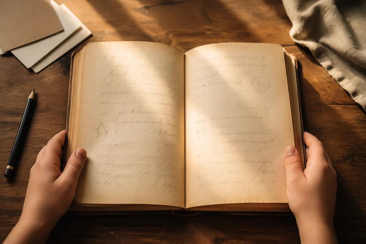 Child Reading Old Book in Warm Wonder
