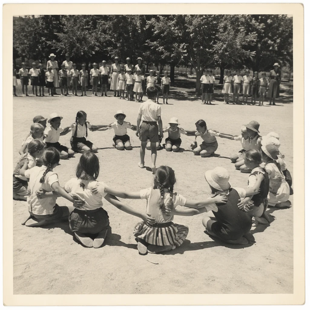 Children Playing Circle Game at Recess