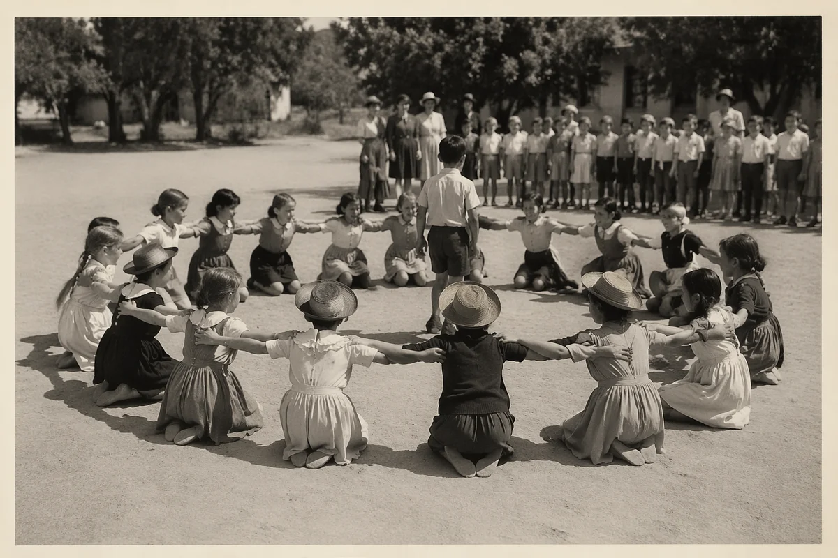 Children Playing Circle Game at School Recess