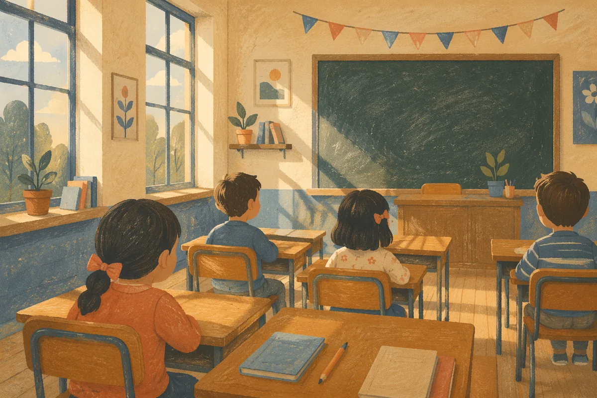 Quiet Empty Classroom Before Morning Lessons