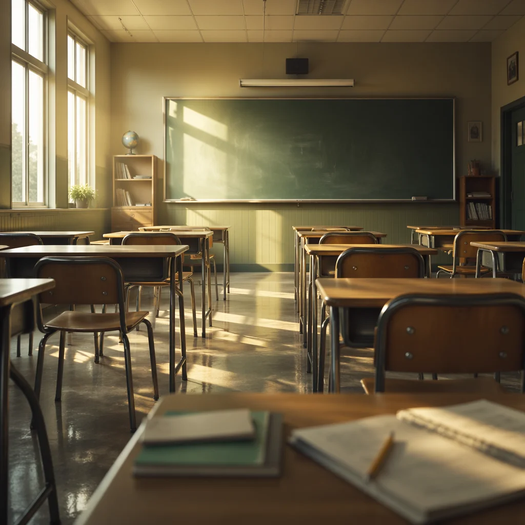 Quiet Early Morning Empty Classroom