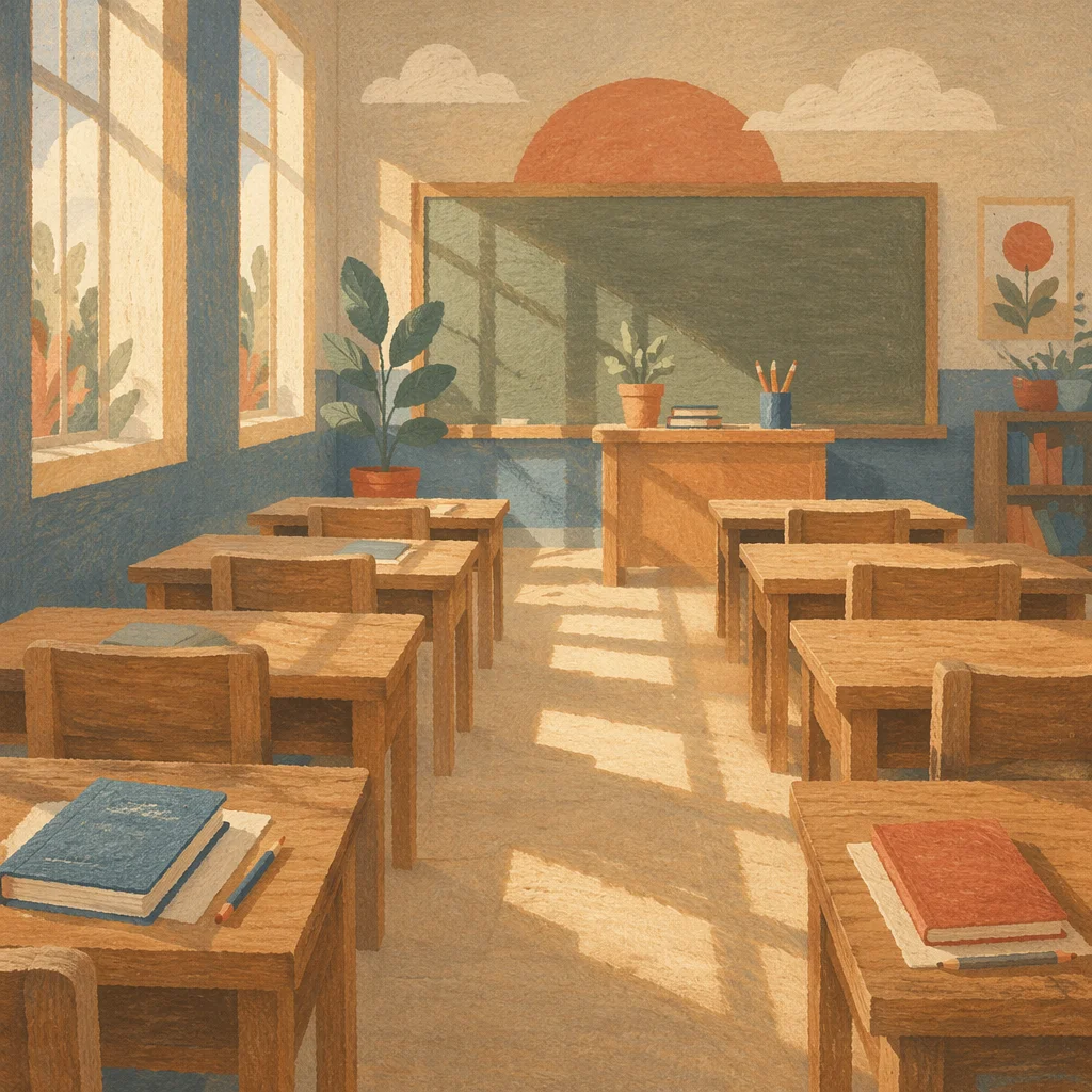Empty Classroom in Morning Sunlight