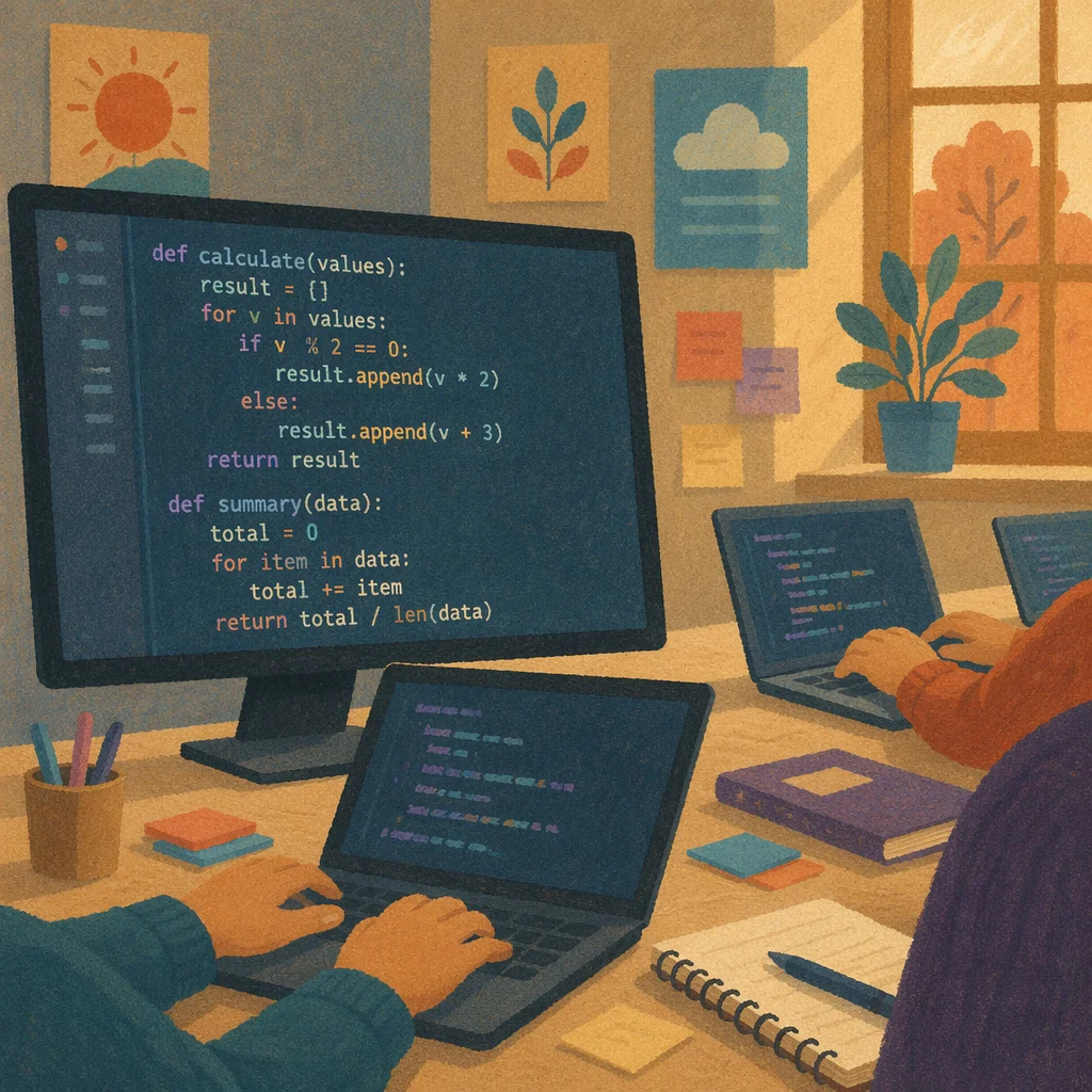 Colorful Python Coding Class Screen Scene