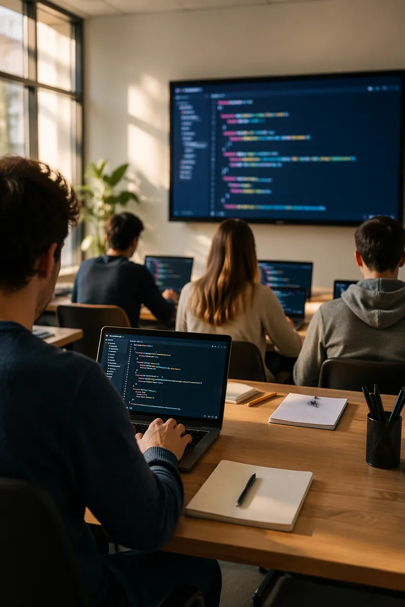 Colorful Python Coding Classroom Screen Scene
