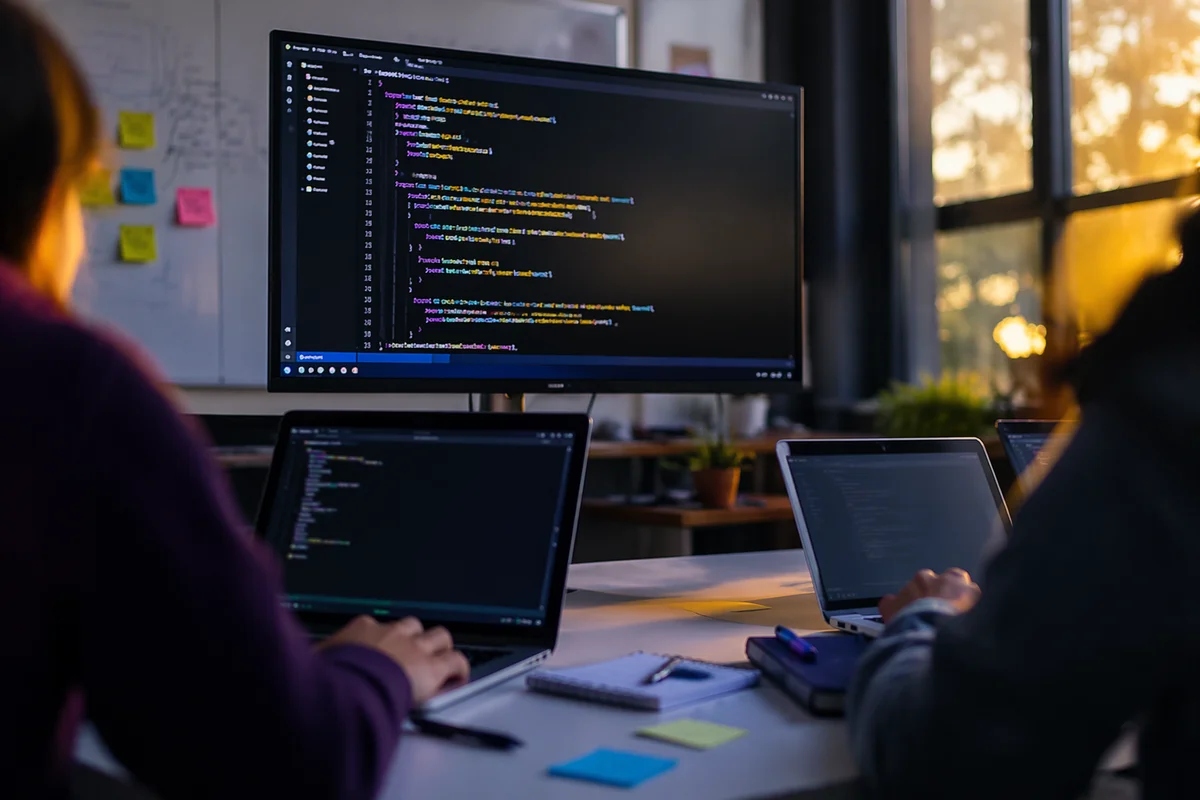 Modern Coding Classroom with Colorful Python Screen