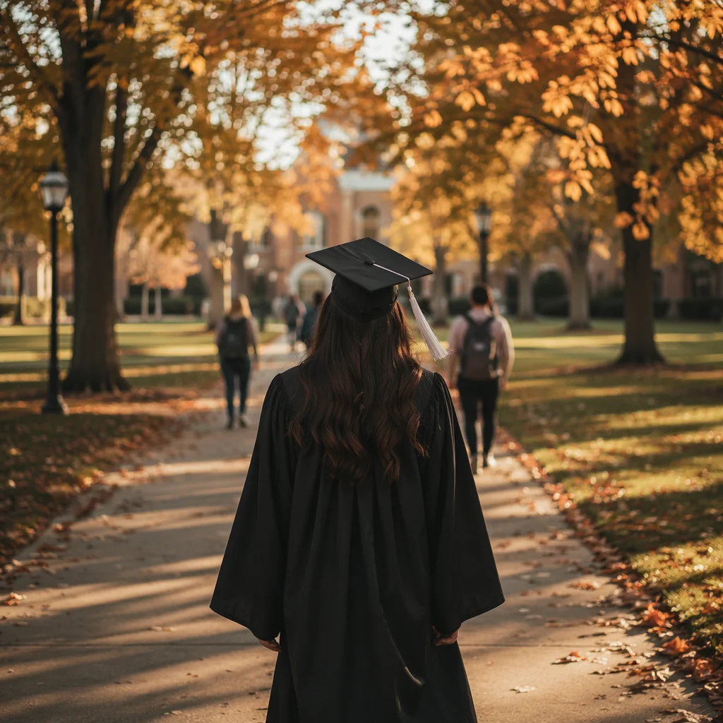 Autumn College Quad Graduation Walk