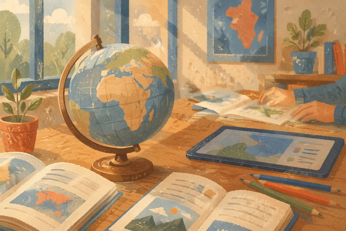 Classroom Globe on Desk with Morning Light