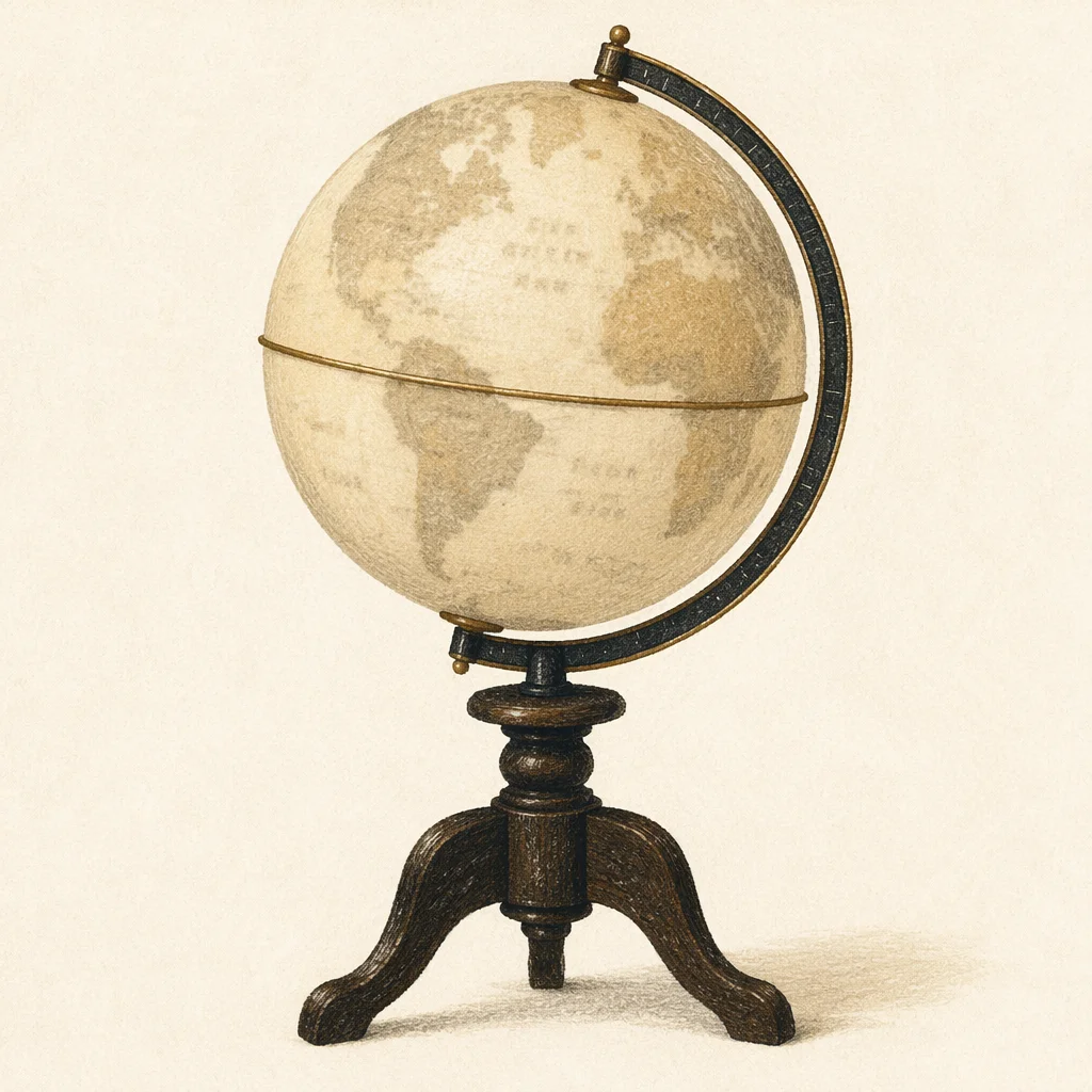 Vintage Classroom Globe on Wooden Tripod