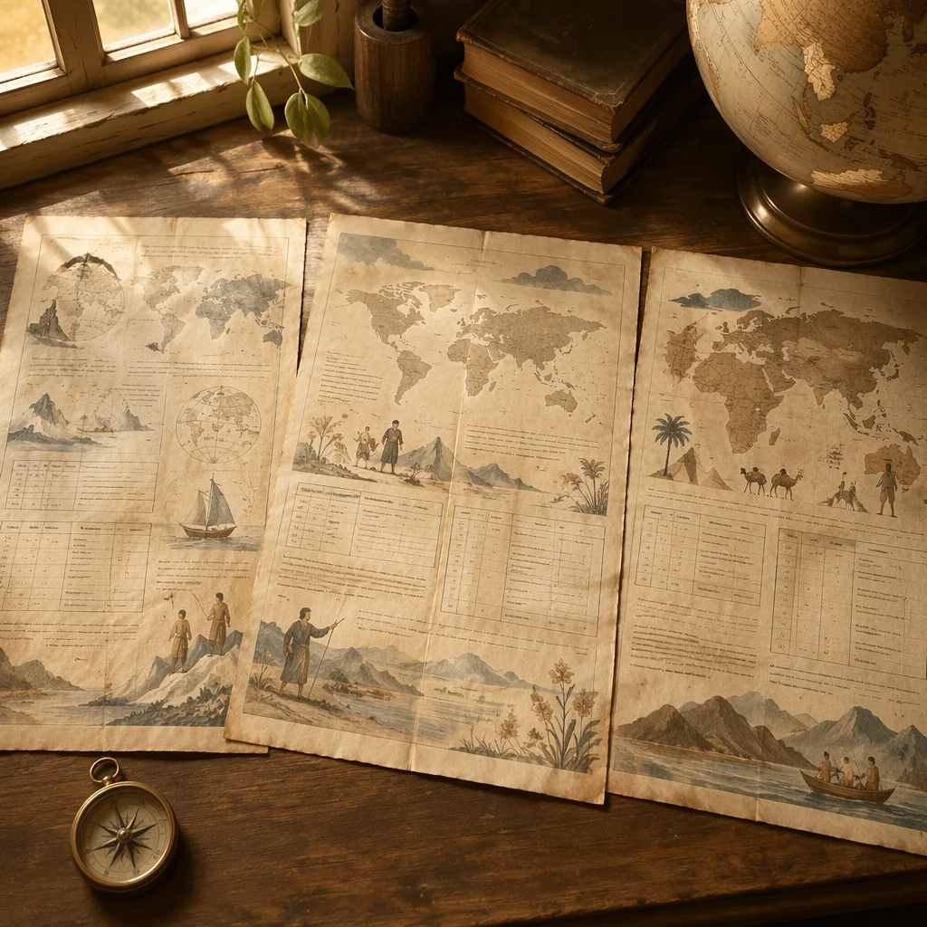 Vintage Globe and Geography Study Table