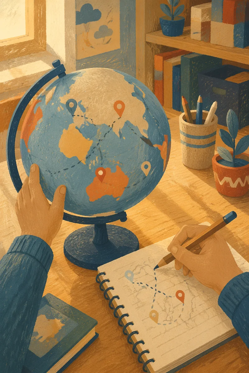 Vintage Globe and World Map Study