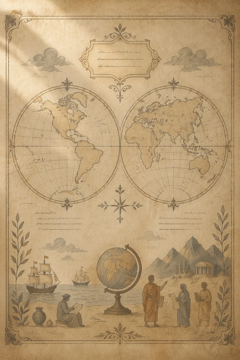 Antique Geography Lesson Parchment Map