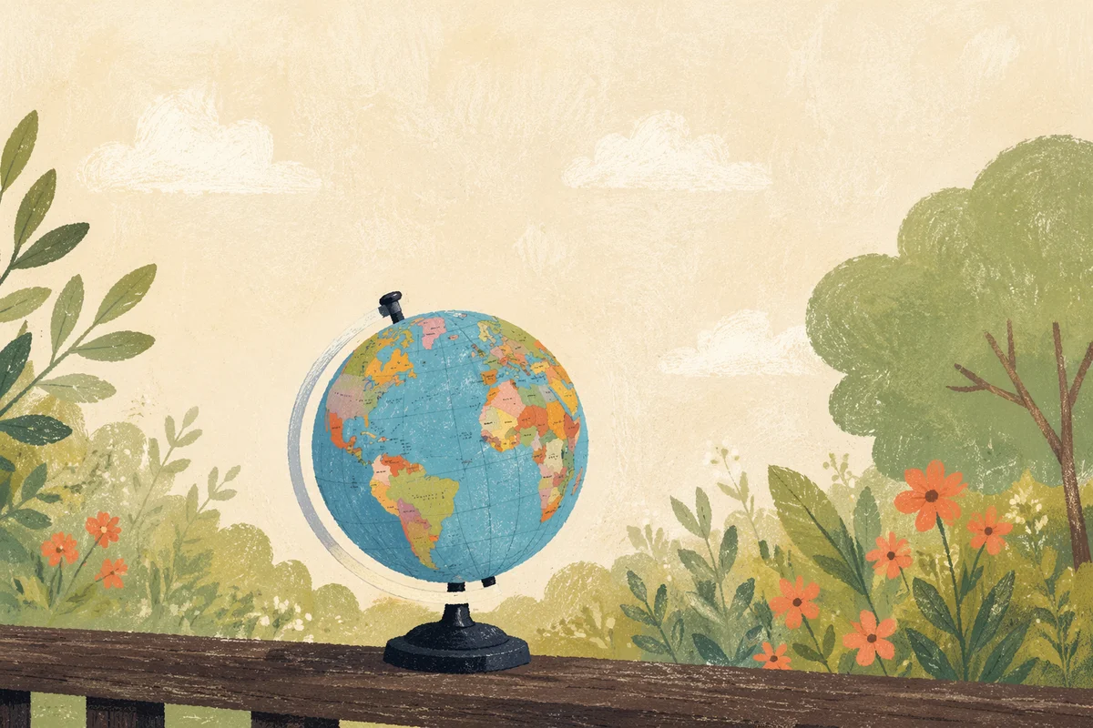 Classroom Globe in Morning Garden Light