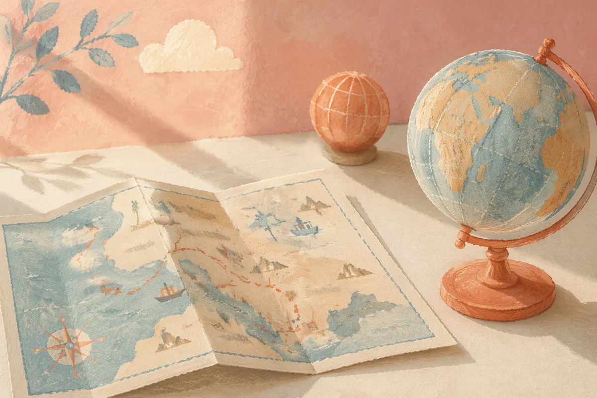 Globe and Road Map Study Scene
