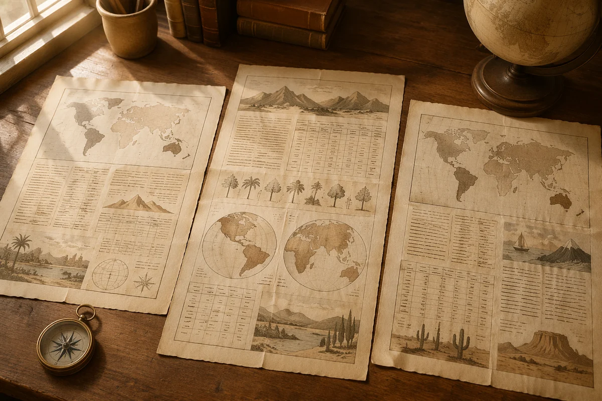 Vintage Globe and Parchment Geography Study