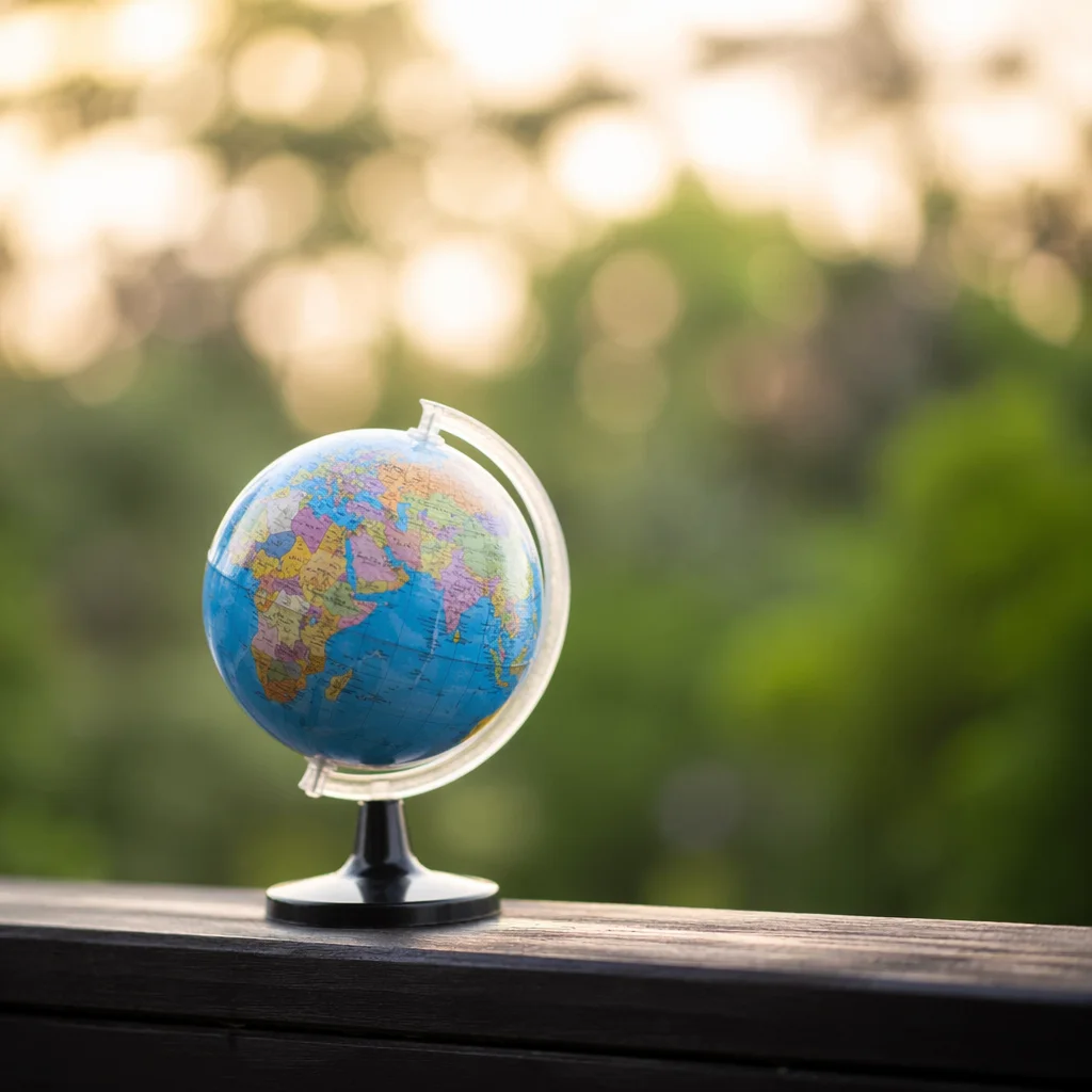 Classroom Globe in Morning Garden Light