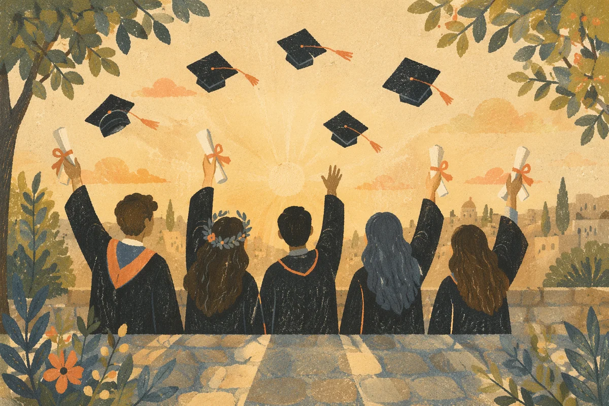 Golden Hour Graduation Celebration in Courtyard