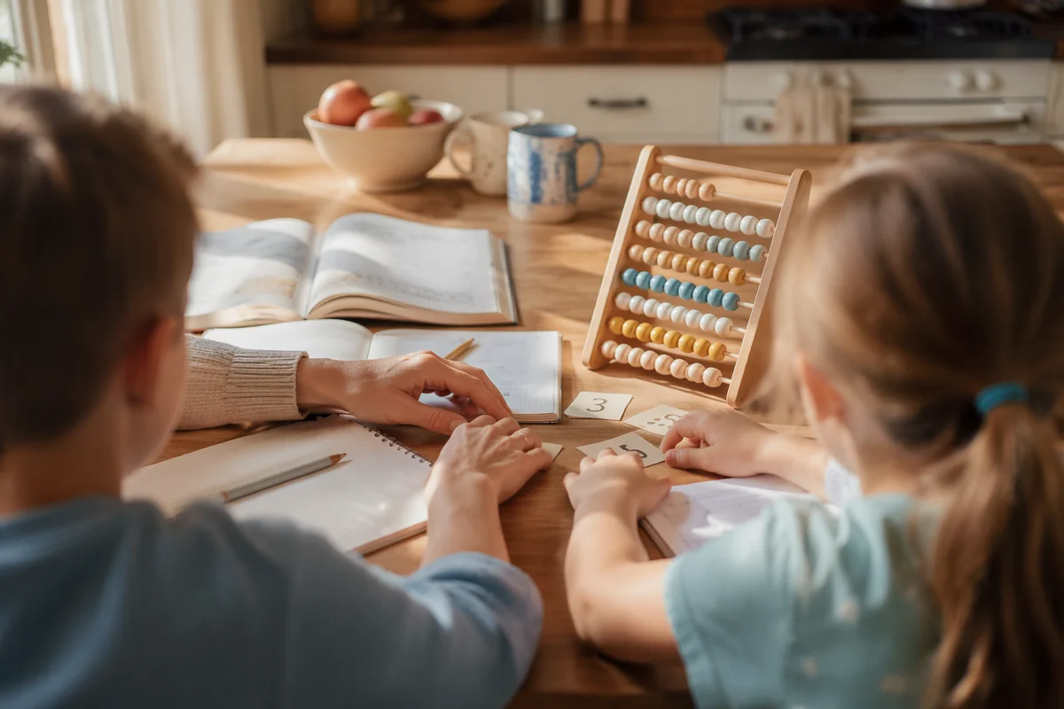 Sunlit Homeschool Learning at Kitchen Table
