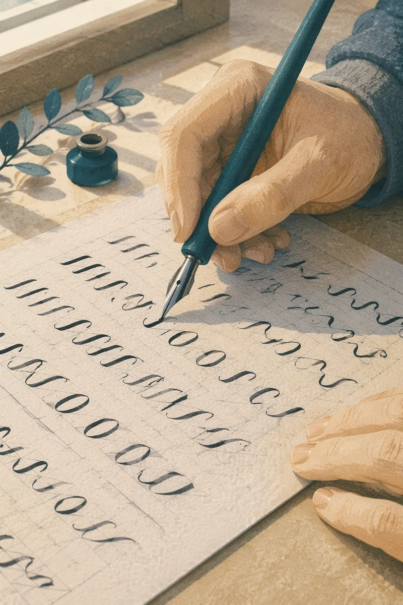 Close-Up Calligraphy Practice With Dip Pen