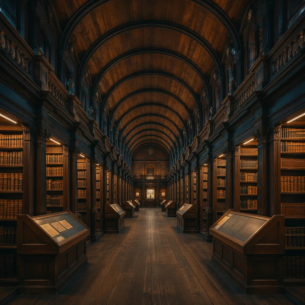 Grand Library Reading Room in Warm Light