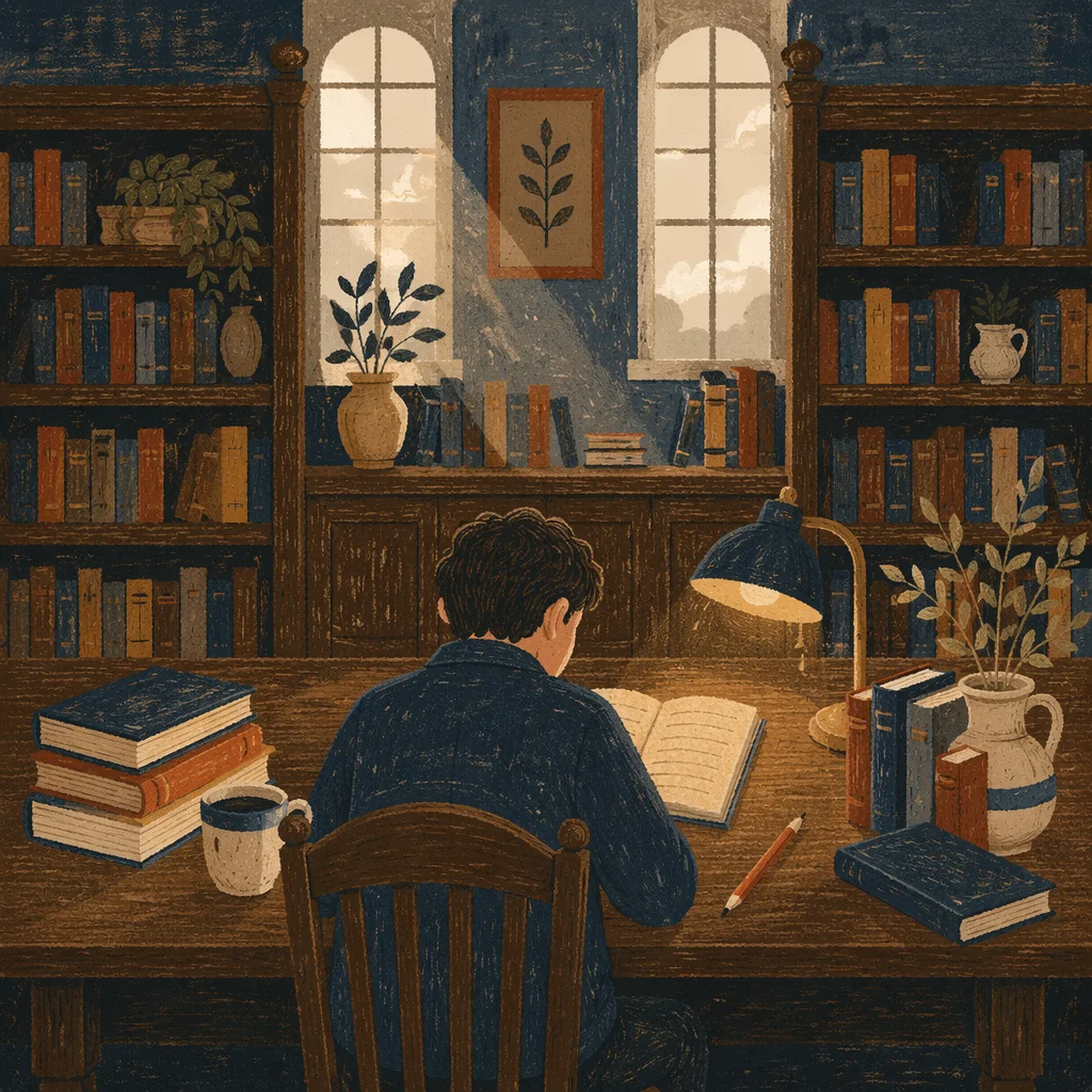 Quiet Morning Study in Old Library