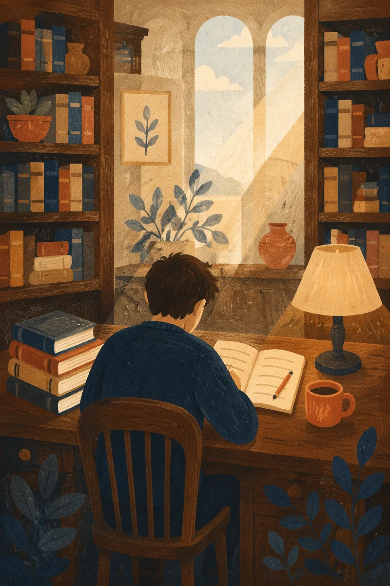 Quiet Study in Old Library