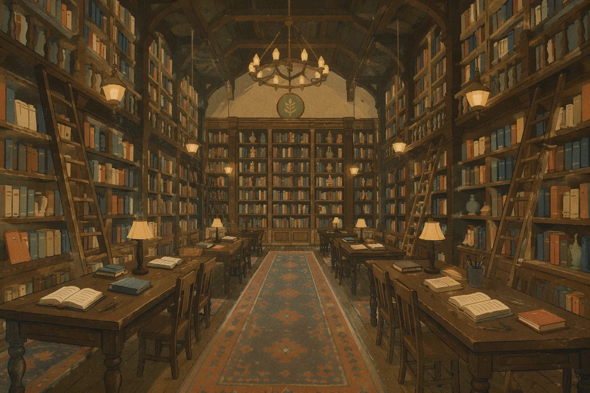 Quiet Grand Library Study Room