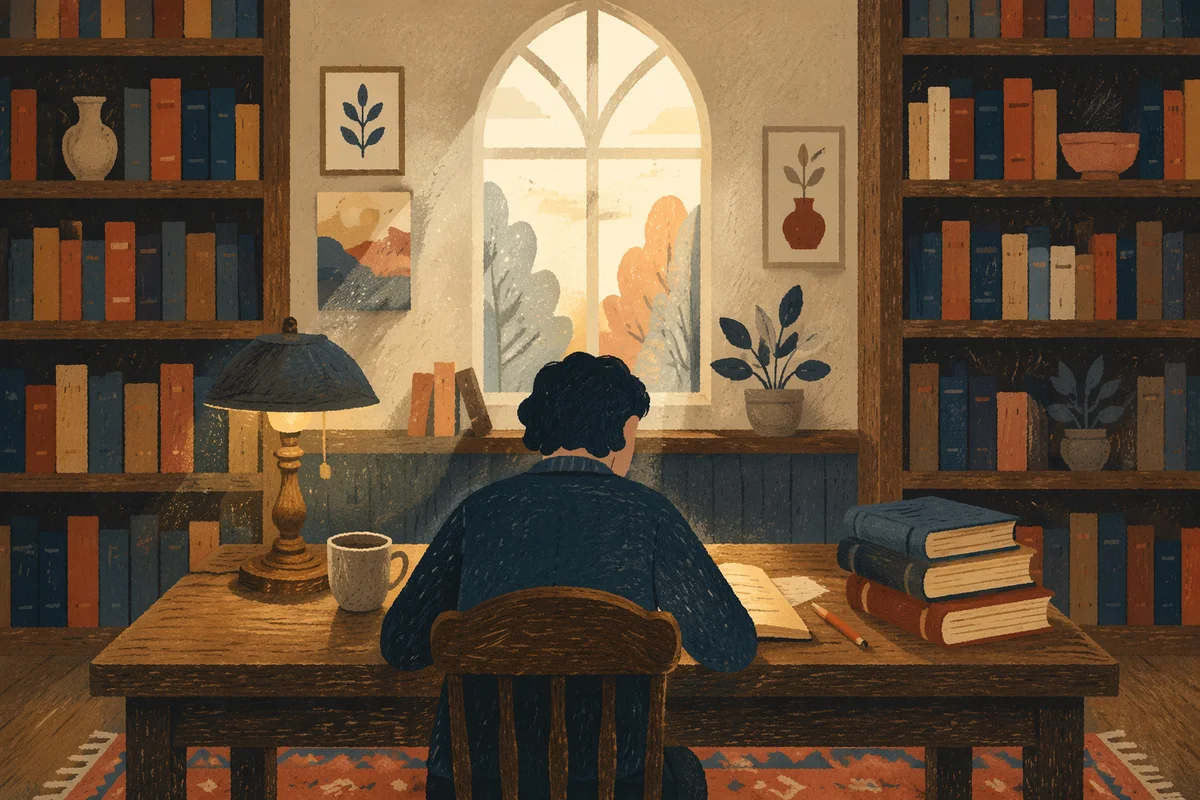Quiet Library Study with Morning Light