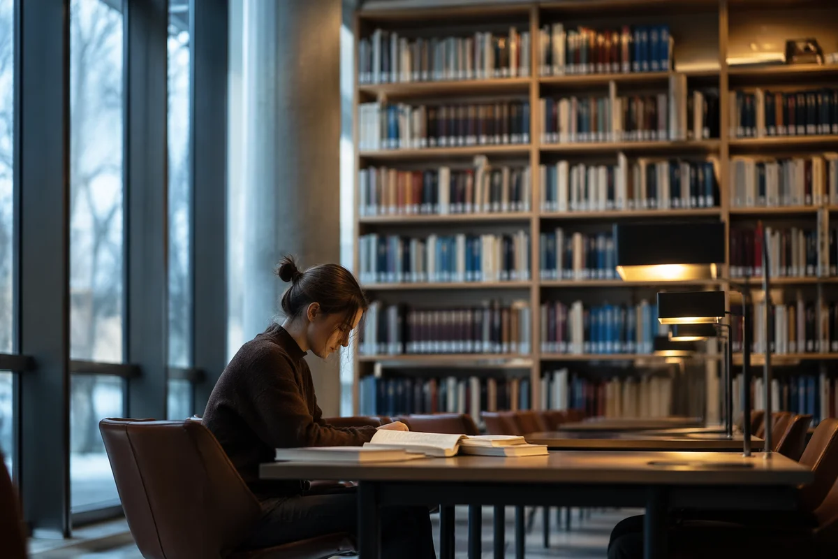 Quiet Contemporary Library Study Scene