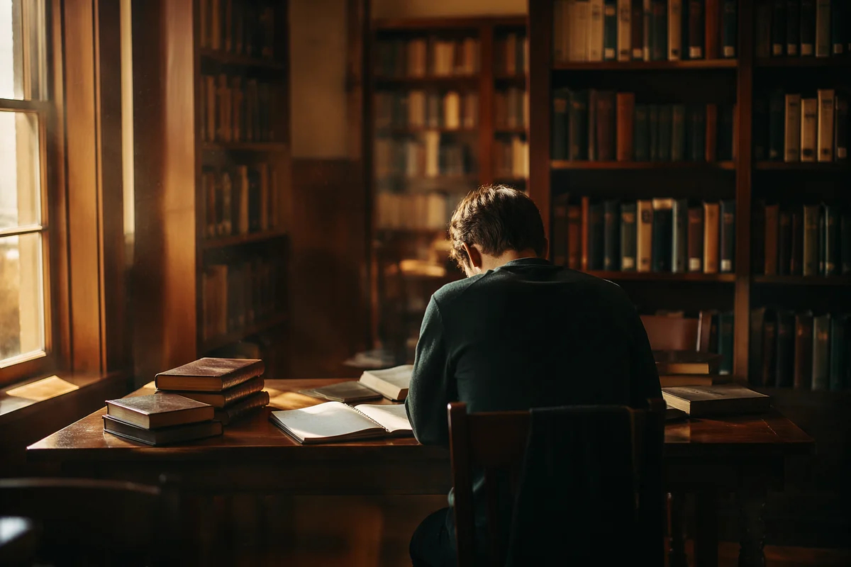 Quiet Christian Study in Old Library