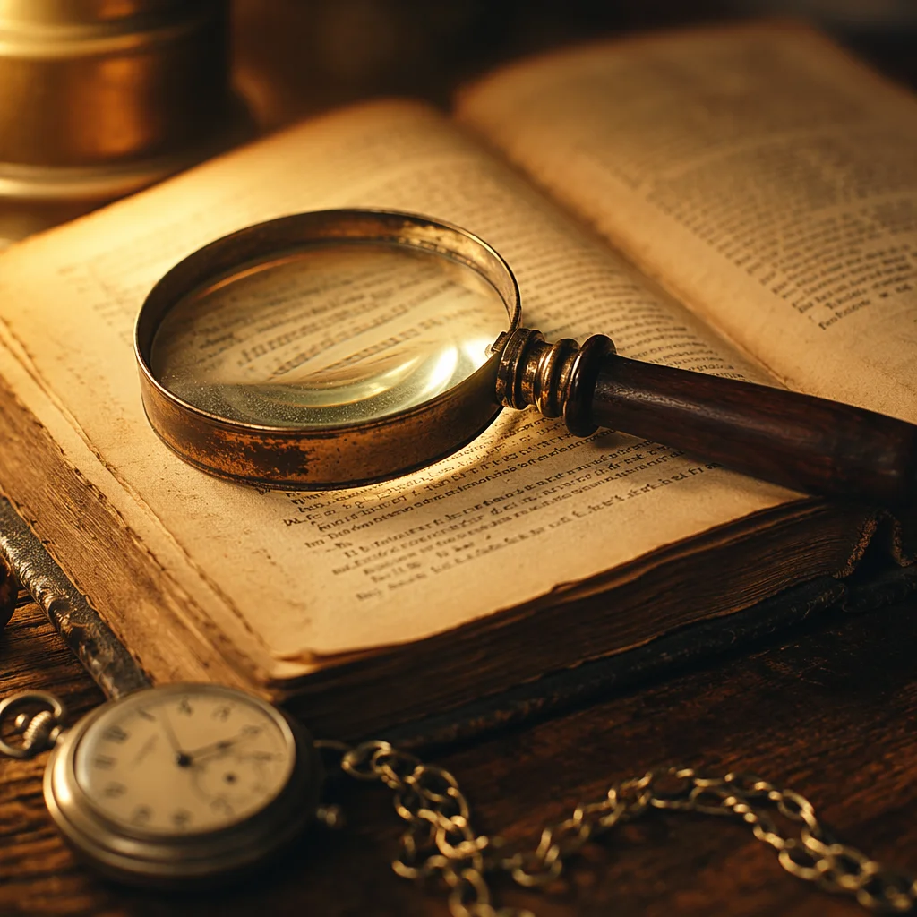Vintage Magnifying Glass on Open Book