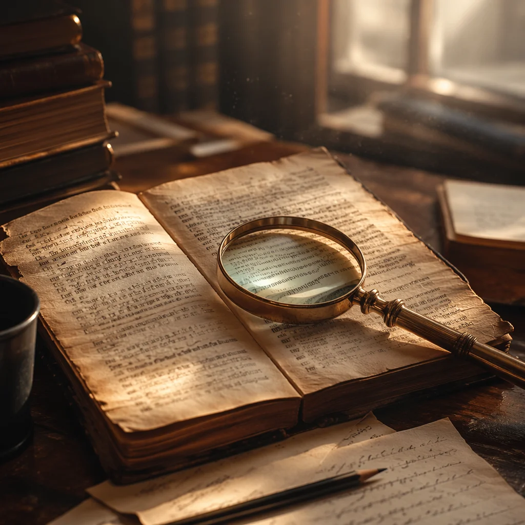 Magnifying Glass on Antique Study Pages