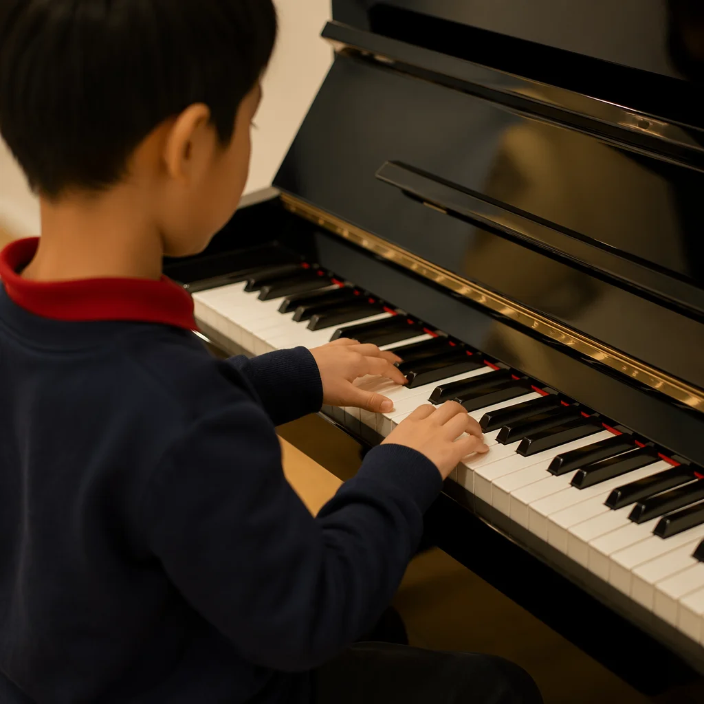 Young Student Practicing Piano Lesson