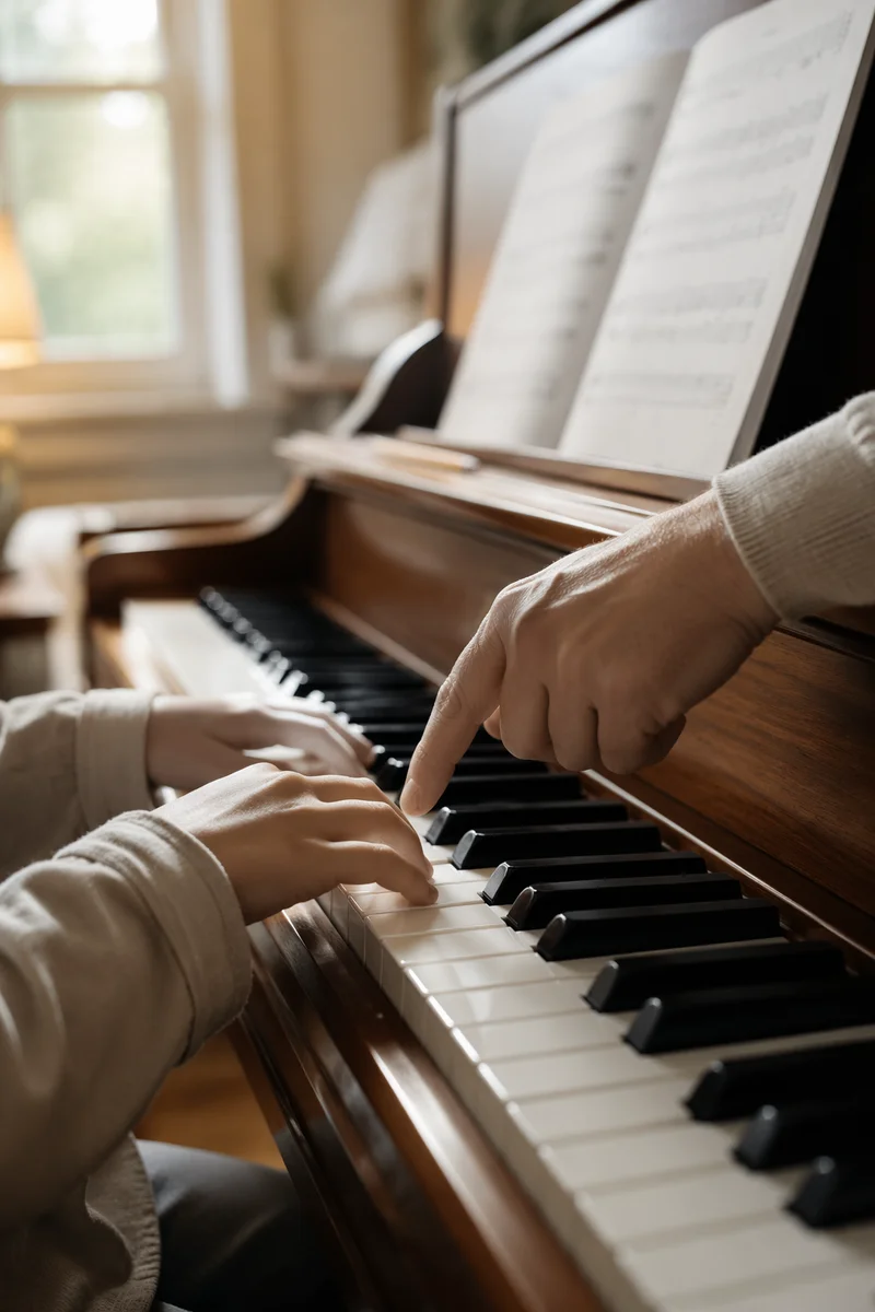 Piano Lesson Hands Practicing on Keys