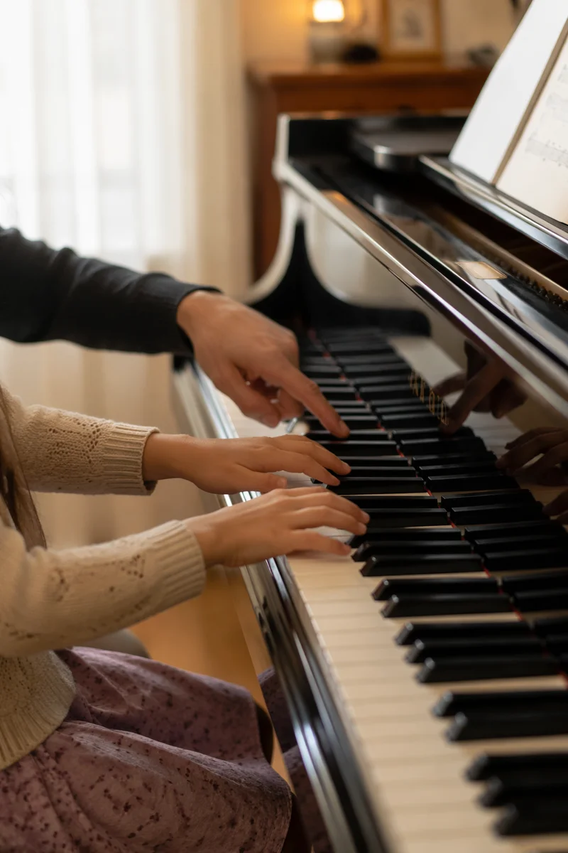 Piano Lesson Hands Practicing Morning Scales